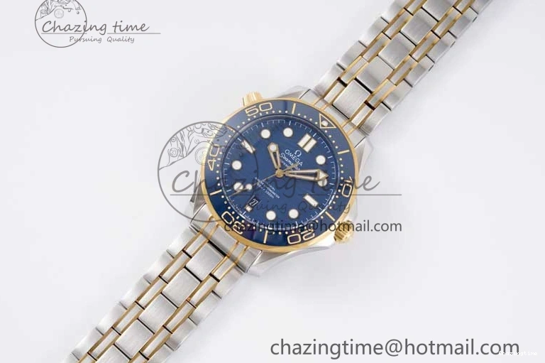 0118 ZeroBulk Seamaster Diver 300M SS YG Blue Ceramic Bezel JVSF 1:1 Best Edition Blue Dial on SS YG Bracelet A 7784